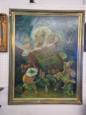 Appraisal: Leland Beaman oil The Old Story Teller fantasy style reading