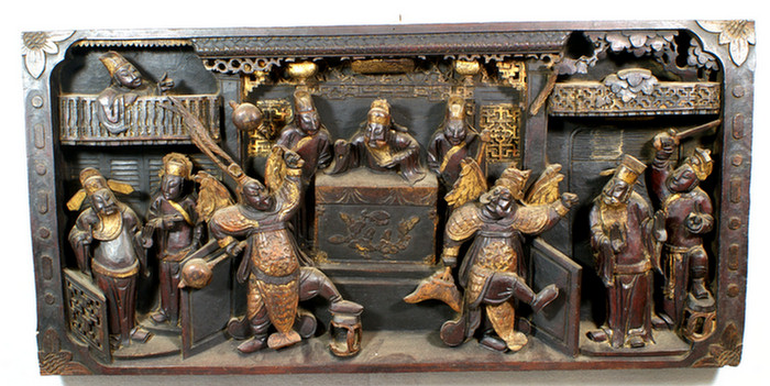 Appraisal: Chinese heavily carved panel - x - some damage to