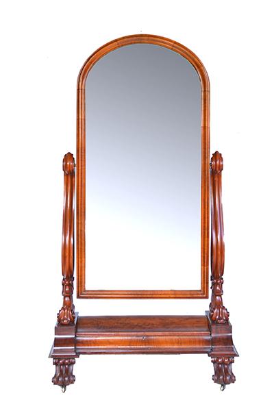 Appraisal: A VICTORIAN MAHOGANY FRAMED CHEVAL MIRROR the a rounded rectangular