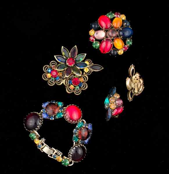 Appraisal: Weiss Costume Jewelry Collection Two Weiss brooches a Weiss slide