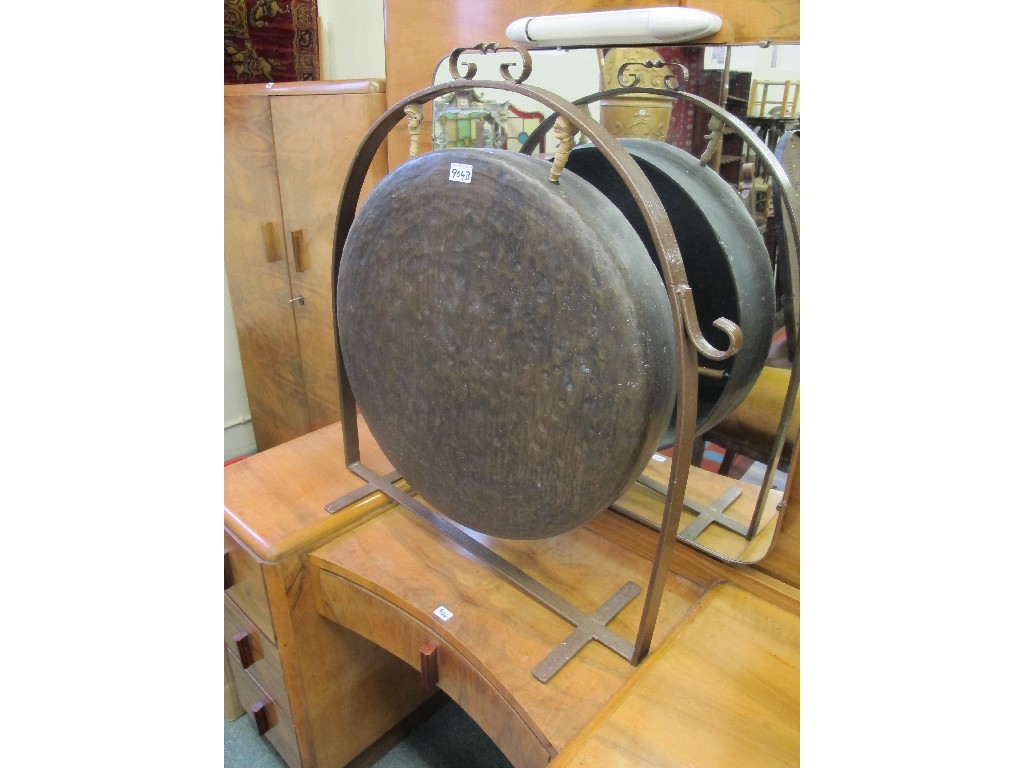 Appraisal: Table gong and beater on stand