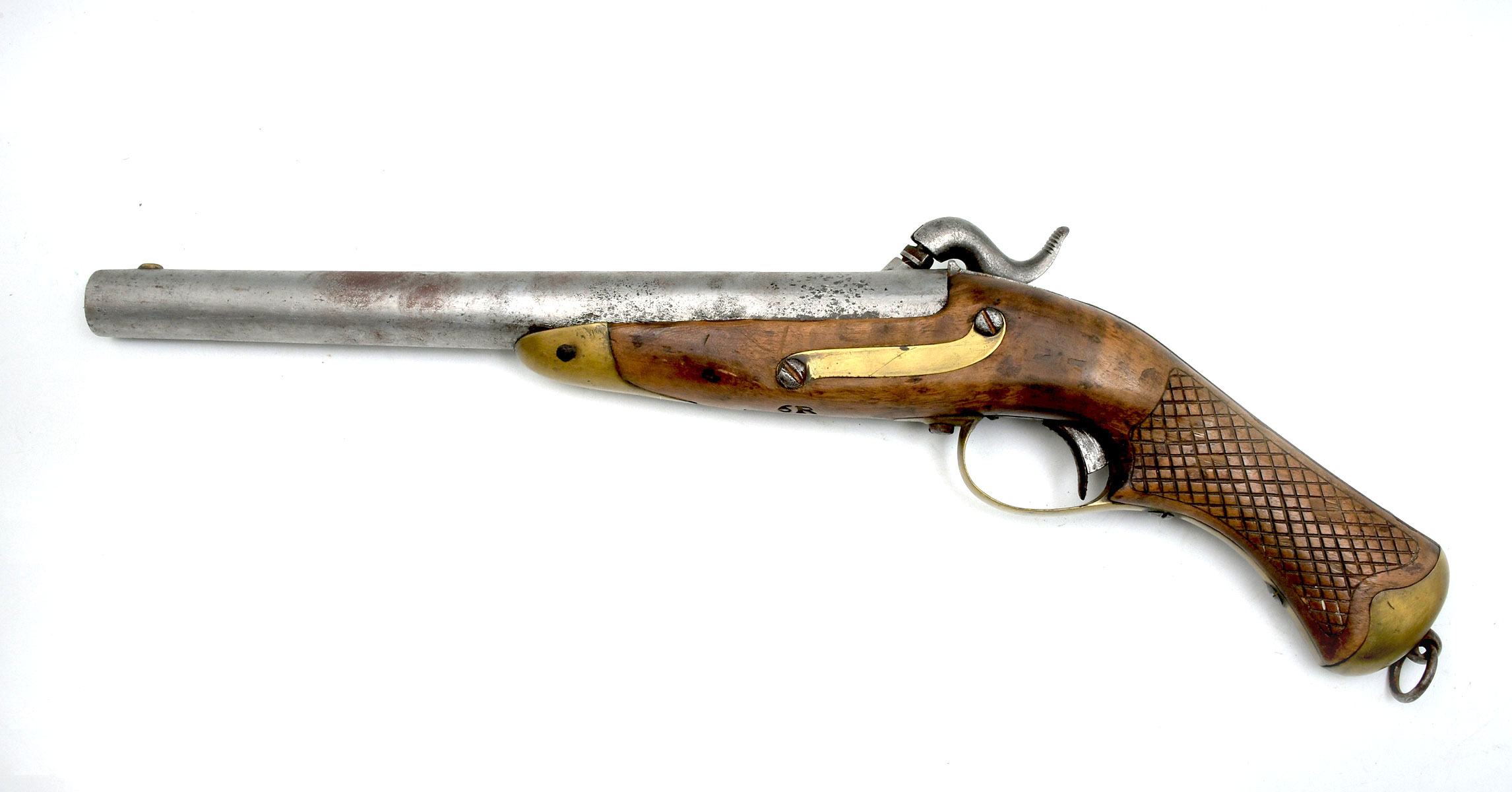 Appraisal: TH CENTURY CAP AND BALL PISTOL Impressed ''H'' Matching numbers