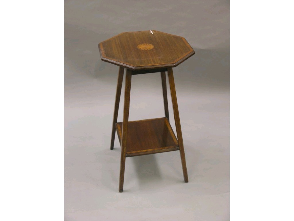 Appraisal: An Edwardian octagonal inlaid mahogany side table the top inlaid