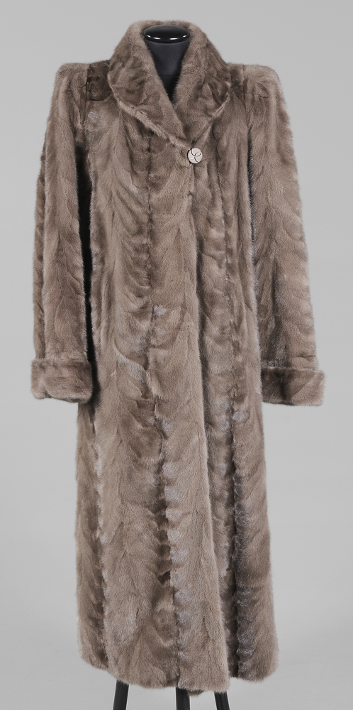 Appraisal: Full-Length Mink Coat Russian pelts in herringbone pattern cuffed sleeves