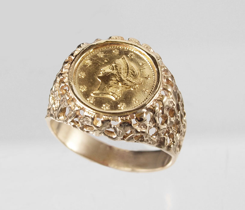 Appraisal: US ONE DOLLAR GOLD COIN RING US dollar gold coin