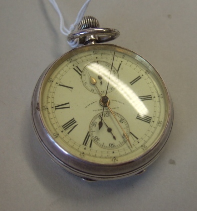 Appraisal: A gentleman's silver cased keyless wind openfaced thirty minute recording