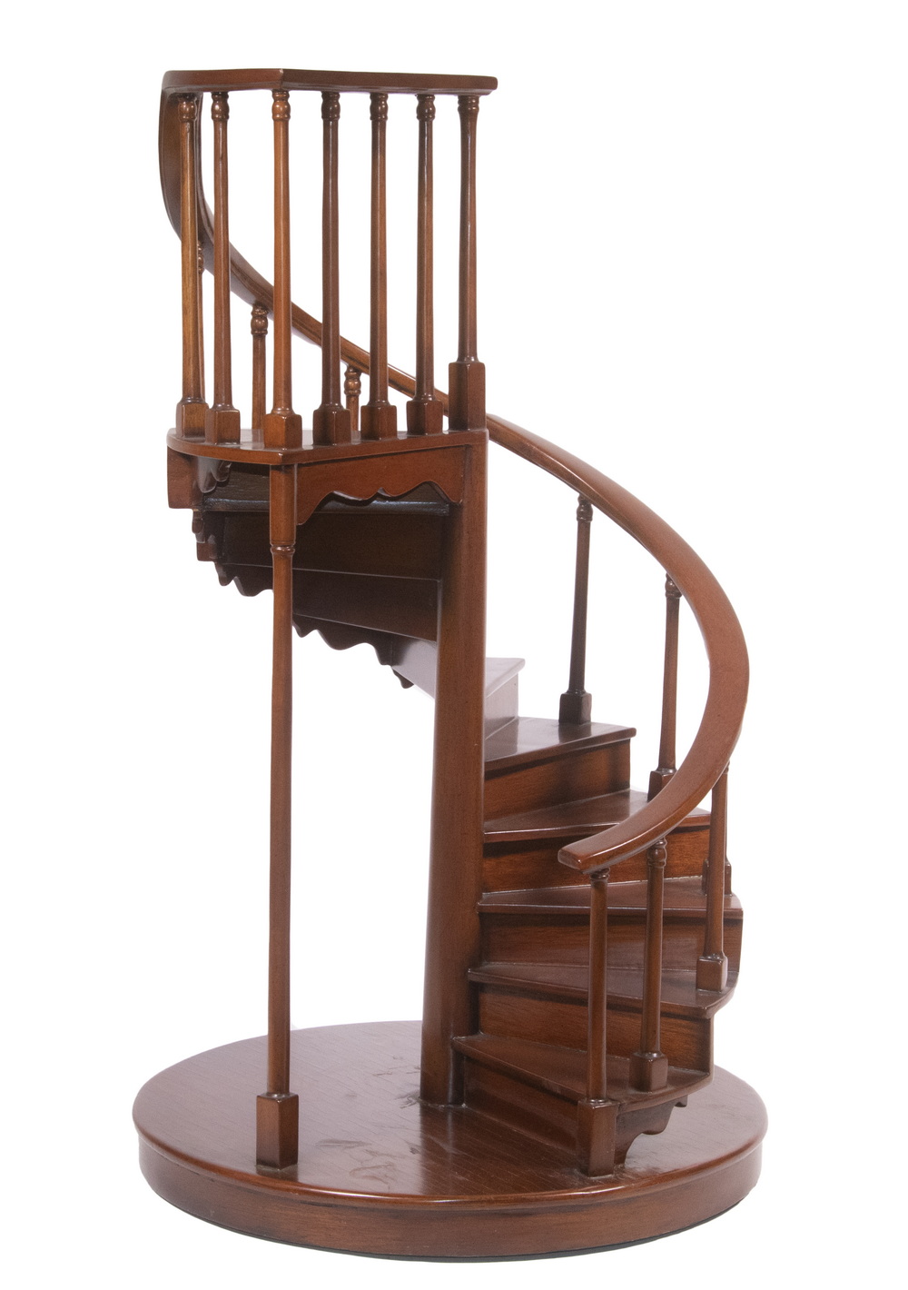 Appraisal: MINIATURE MAHOGANY SPIRAL STAIRCASE Finely Crafted Architectural Model of a