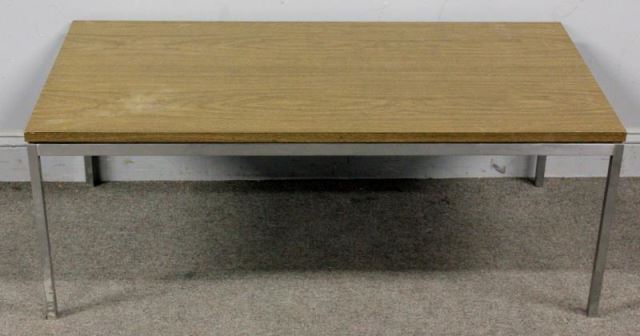 Appraisal: Midcentury Knoll Coffee Table Early Knoll Associates Label Chrome base