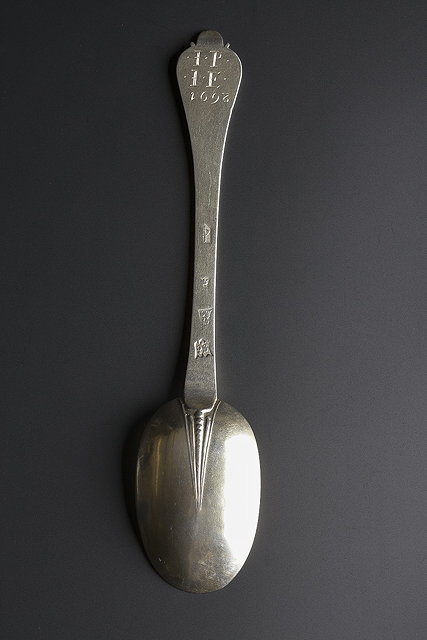 Appraisal: A BRITANNIA SILVER GILT TREFID SPOON with rat tail bowl