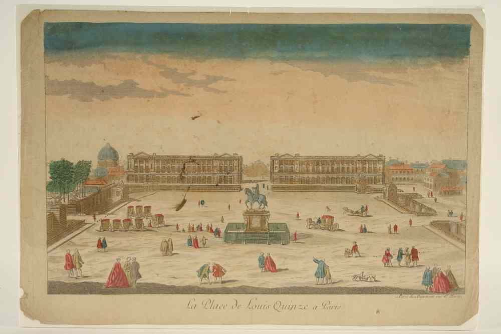 Appraisal: HANDCOLORED VUE D'OPTIQUE ENGRAVING - 'La Place de Lois Quinze