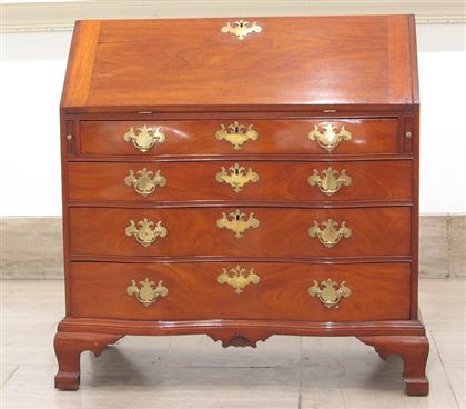 Appraisal: Chippendale walnut oxbow slant front desk new england late th