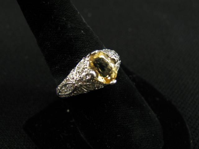 Appraisal: Citrine Diamond Ring rich oval carat gem surrounded by carat