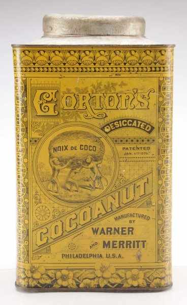 Appraisal: Gorton s Cocoanut -Pound Coffee Tin Description Pre- yellow slip