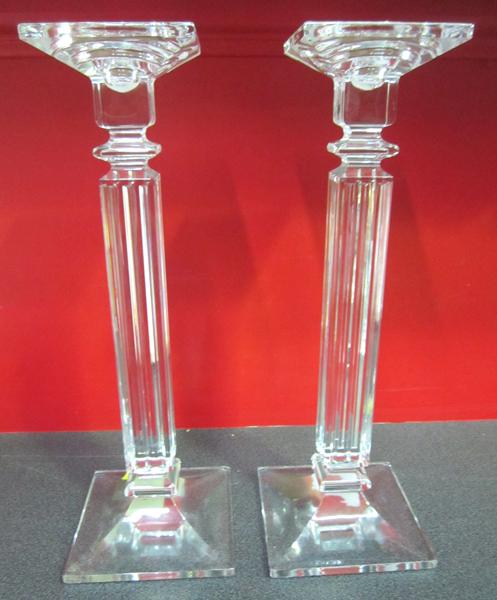 Appraisal: A PAIR OF CUT GLASS CANDLE STICKS A PAIR OF