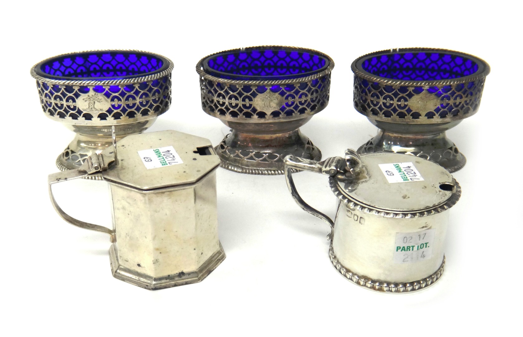 Appraisal: Three George III matching silver salts each of oval design