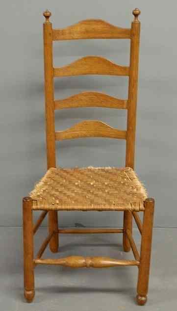 Appraisal: Pennsylvania four-slat ladder-back chair c with a splintwood seat h