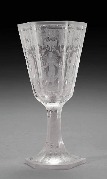 Appraisal: An Orrefors engraved glass pokal by Simon Gate circa Engraved