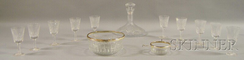 Appraisal: Waterford Crystal Cut-glass Decanter and Ten Wineglasses with a two-part