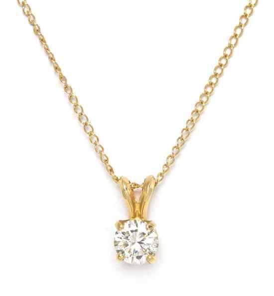 Appraisal: A Karat Yellow Gold and Diamond Solitaire Pendant containing one