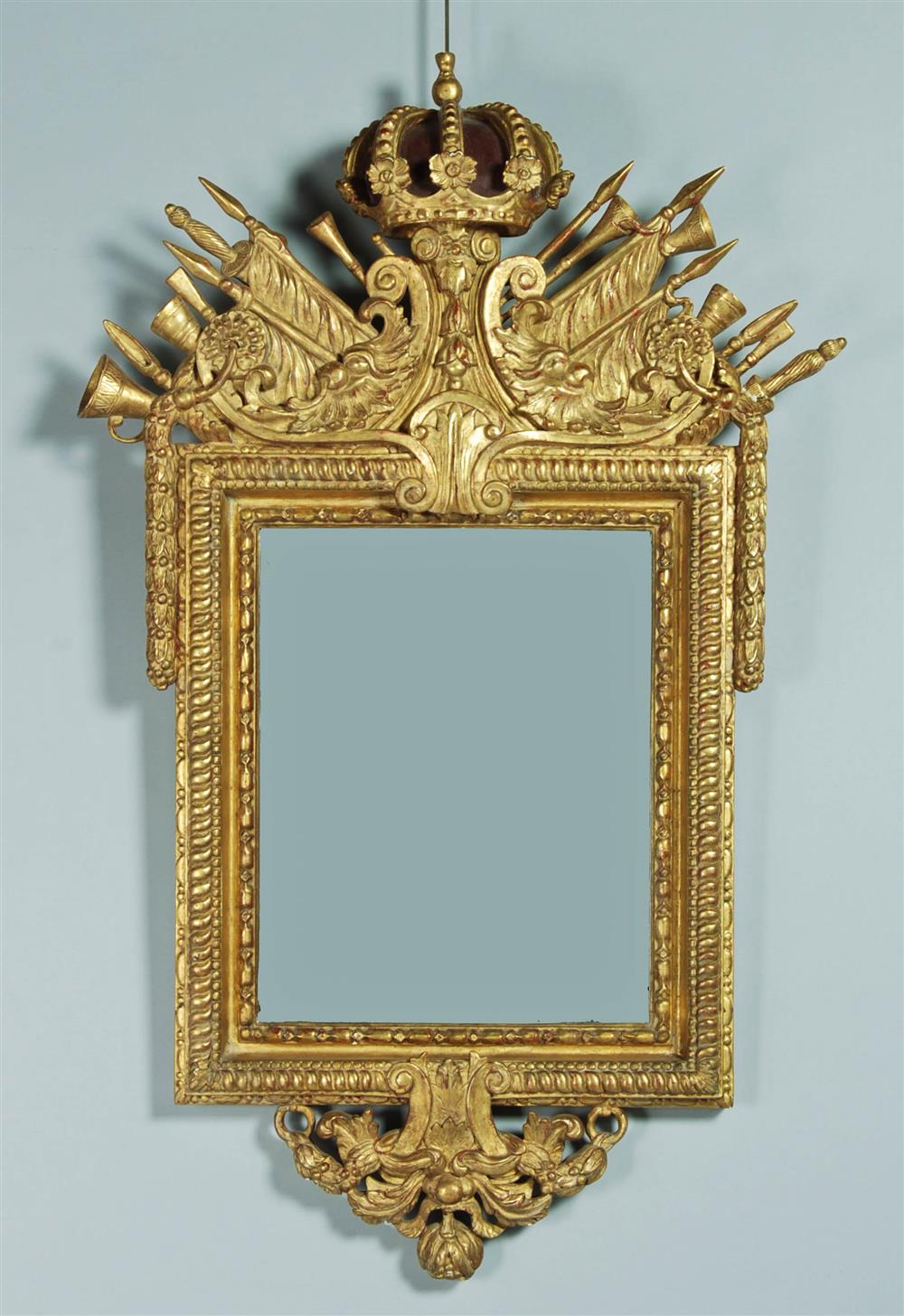 Appraisal: NEOCLASSICAL STYLE GILTWOOD BEVELED MIRROR surmounted by a carved coronet