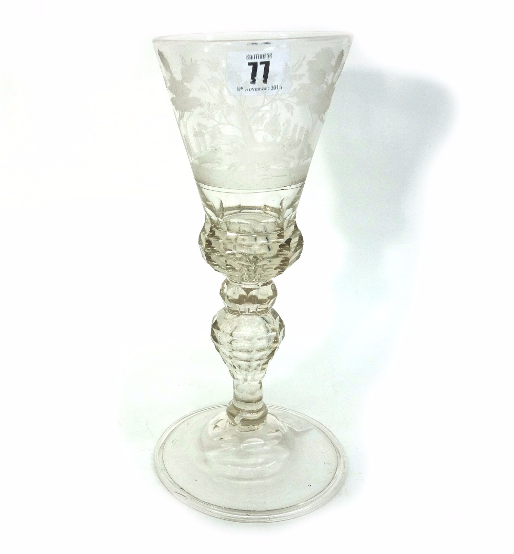 Appraisal: A German wine glass mid th century the thistle shape