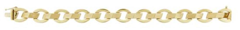 Appraisal: JEWELRY K Gold Hollow Link Bracelet open hollow link bracelet