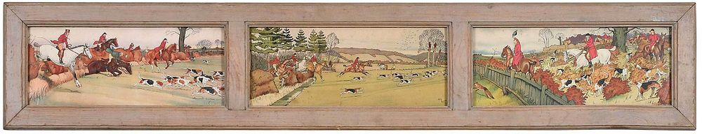 Appraisal: Harry Eliott British - Fox Hunting triptych each signed in