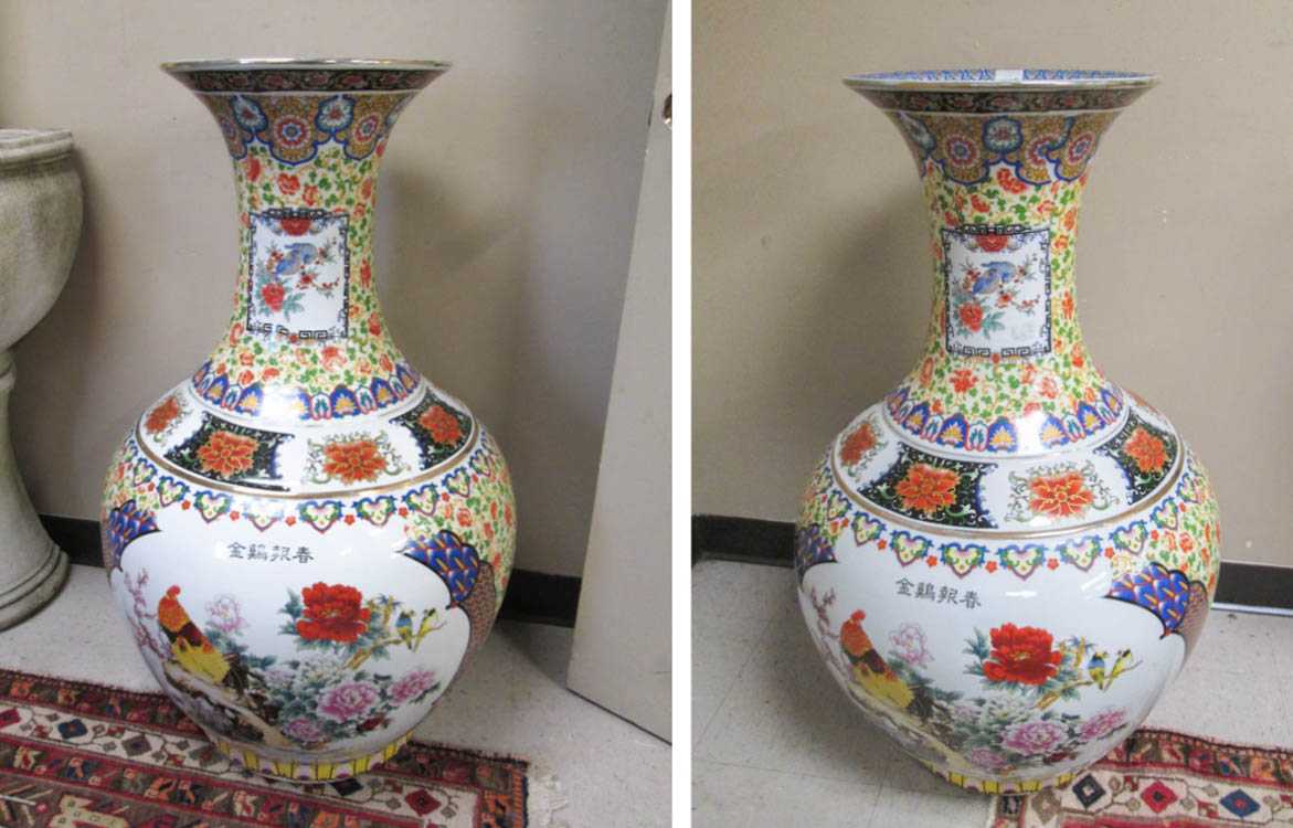 Appraisal: A LARGE PAIR OF CHINESE PORCELAIN FLOOR VASES pictorial panel