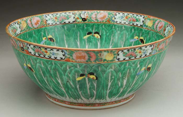 Appraisal: CHINESE EXPORT PUNCH BOWL IN THE CABBAGE LEAF PATTERN Border