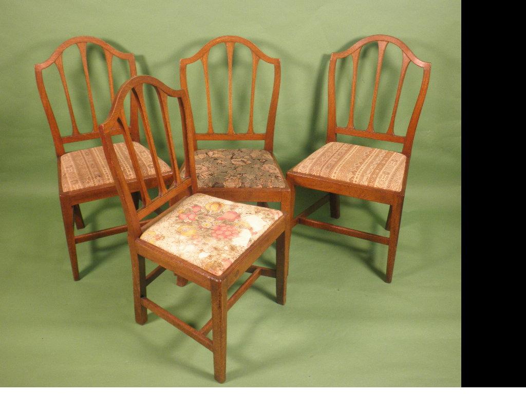 Appraisal: A set of four early thC mahogany dining chairs each