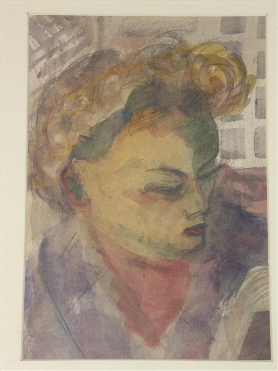 Appraisal: Twentieth century Modernist portrait of a young lady unsigned watercolour