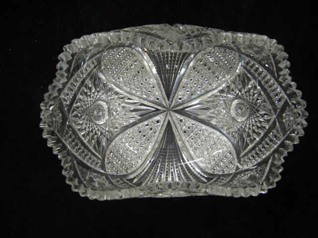 Appraisal: Brilliant Period Cut Glass Fold-in Bowl pinwheel variation center with