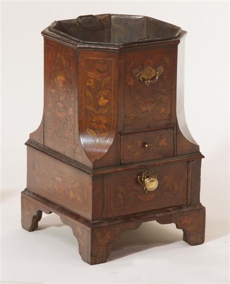 Appraisal: A th century Dutch walnut and marquetry octagonal brazier the