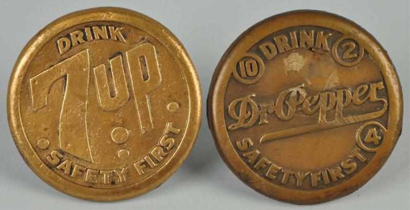 Appraisal: Lot of Brass Soda Sidewalk Markers Description Includes up and