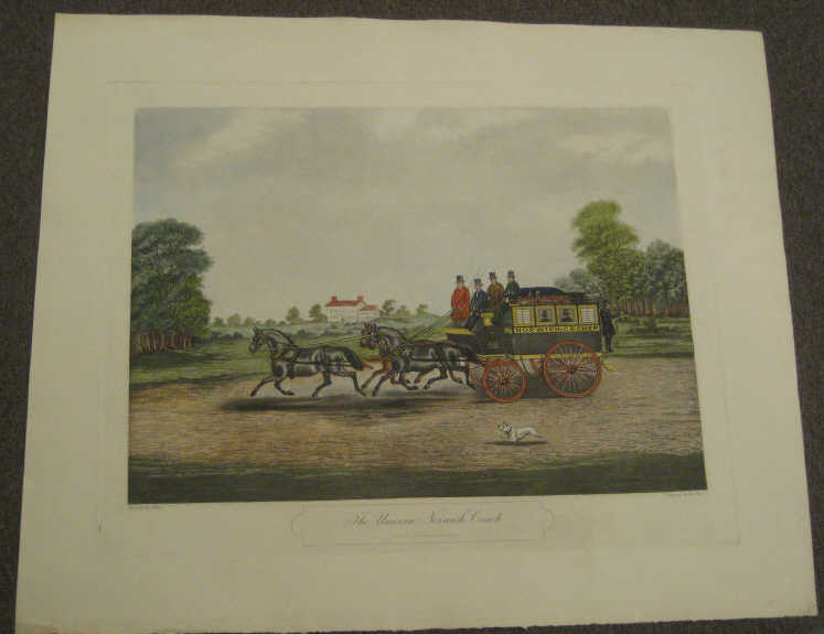 Appraisal: CHARLES HUNT THE UNICORN NORWICH COACH colored engraving published by