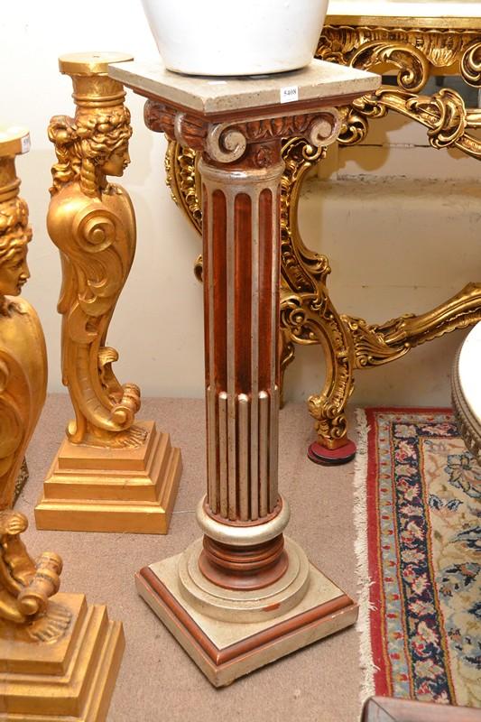 Appraisal: A CLASSICAL STYLE TIMBER PEDESTAL A CLASSICAL STYLE TIMBER PEDESTAL