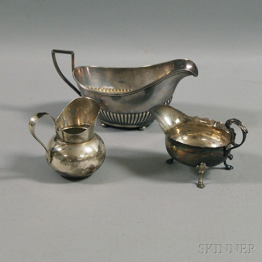 Appraisal: Three Pieces of Sterling Silver Tableware a Gorham sauceboat with