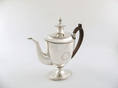 Appraisal: A George III silver coffee pot of oval tapering form