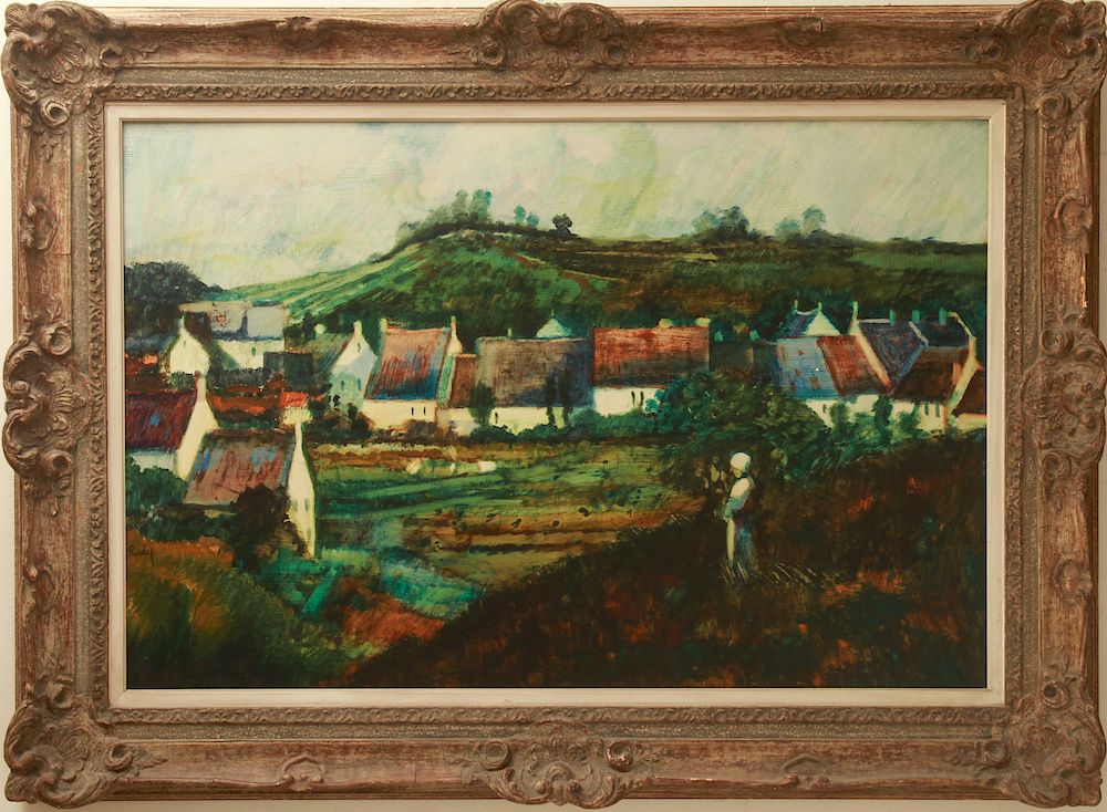 Appraisal: Donald Purdy Village Landscape Oil on Board Donald Purdy American