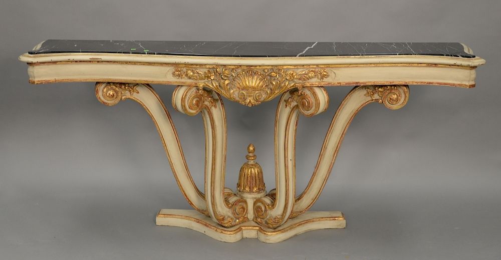 Appraisal: Continental style gilt decorated pier table with black marble top