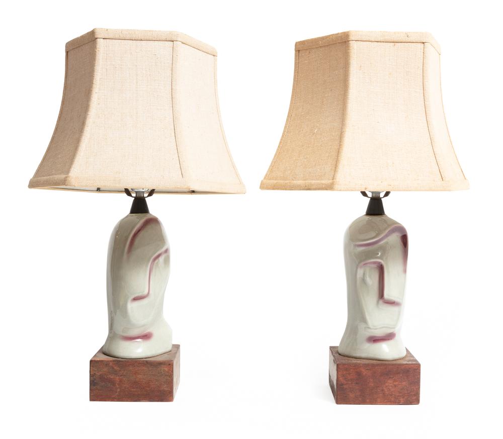 Appraisal: Pair of Yasha Heifetz Ceramic Lamps th c impressed mark