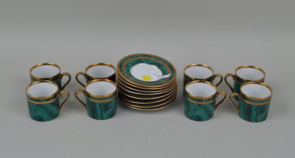 Appraisal: Group Eight Christian Dior Demitasse Cups Saucers in a malachite