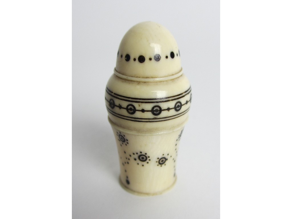 Appraisal: An ivory miniature decanter case and cut glass decanter cm