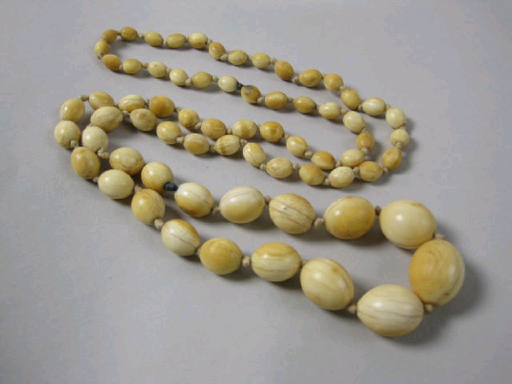 Appraisal: An Ivory graduated bead Necklace in L