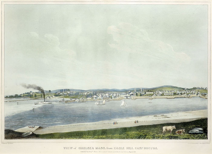 Appraisal: VIEW OF CHELSEA MASS FROM EAGLE HILL EAST BOSTON Handcolored