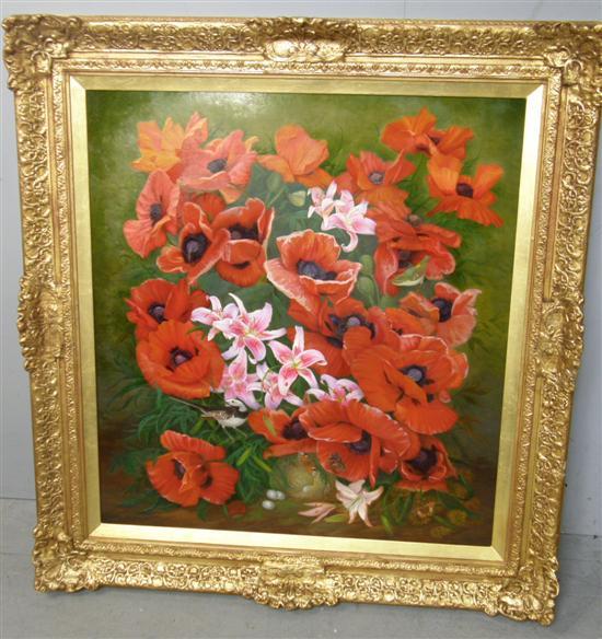 Appraisal: A Denby Sweeting still life with lilies and poppies h