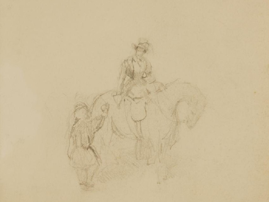 Appraisal: FREDERICK TAYLER A figure on a horse with an attendant