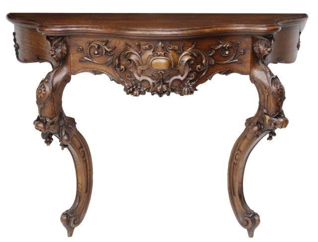 Appraisal: French carved oak wall-mounted console table bracket late th c