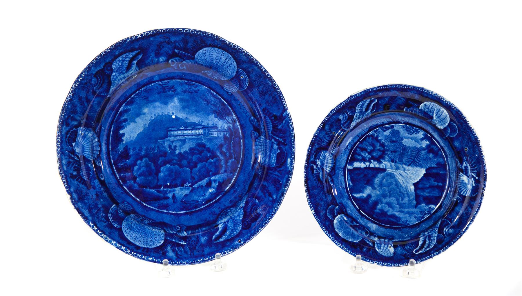 Appraisal: TWO HISTORICAL BLUE STAFFORDSHIRE PLATES England nd quarter- th century