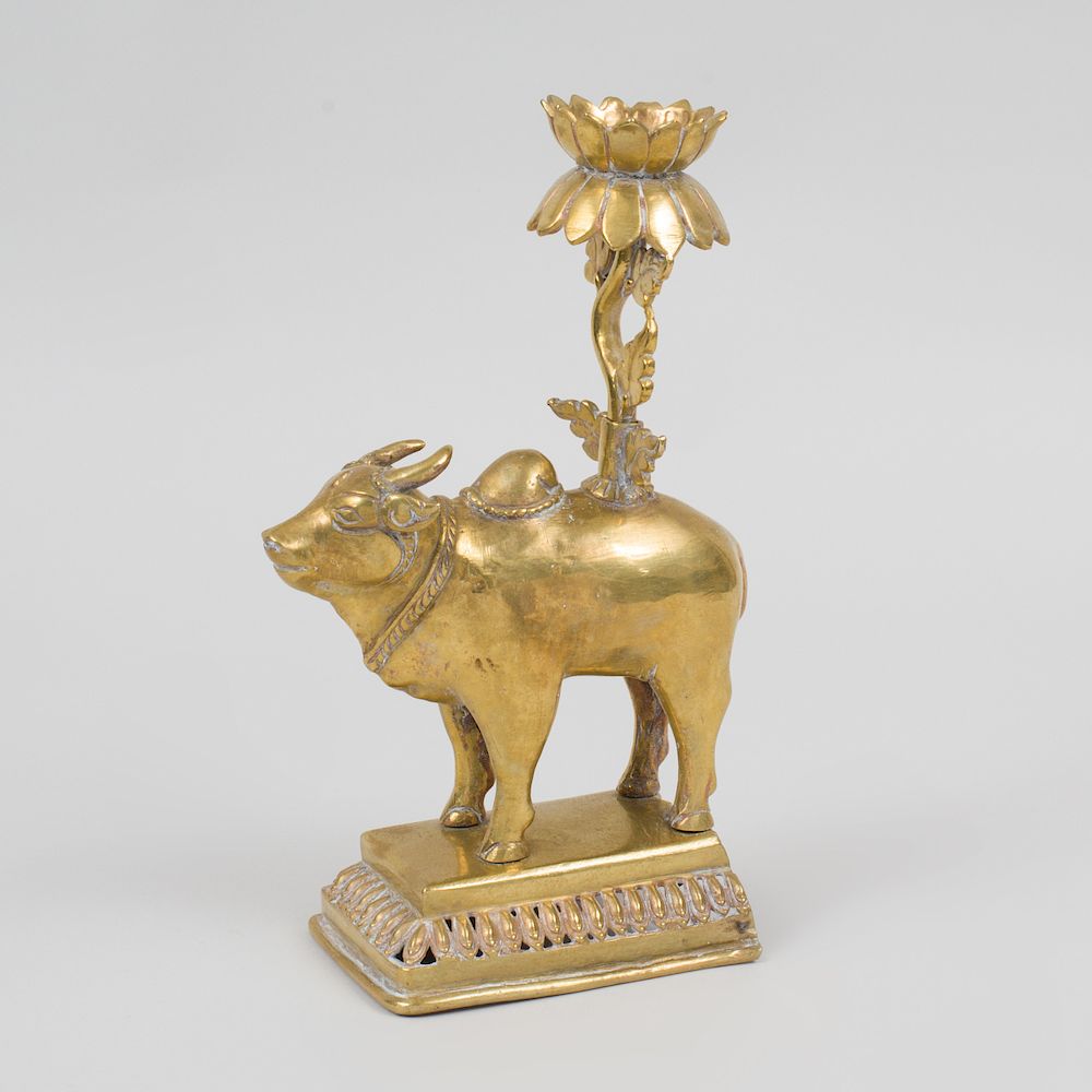 Appraisal: South Indian Gilt-Bronze Offering Stand x x in Condition The